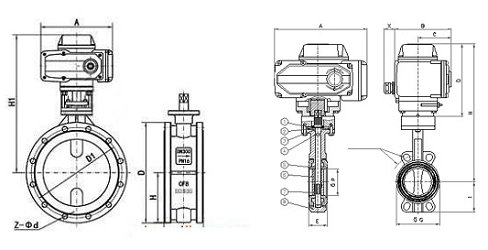电动衬氟蝶阀结构图